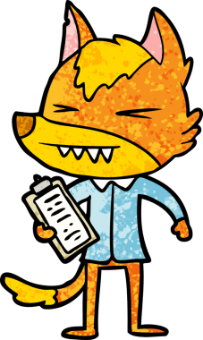 Ofis çalışanı Fox çizgi film karakteri bir insan tarafından çizilmiş.