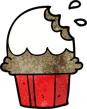 Bir insan tarafından çizilmiş çikolatalı kek.