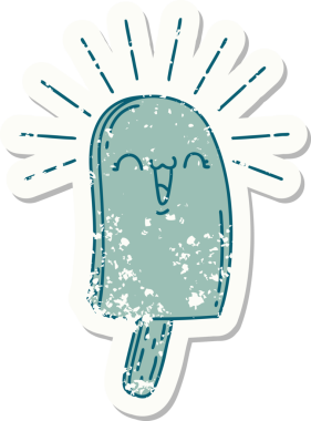 Bir insan tarafından çizilmiş eski bir dövme stili buz çubuğu.