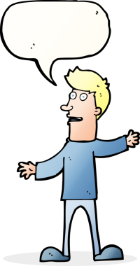 Bir insan tarafından çizilen konuşma baloncuğu ile bir adamı şaşırtan çizgi film.