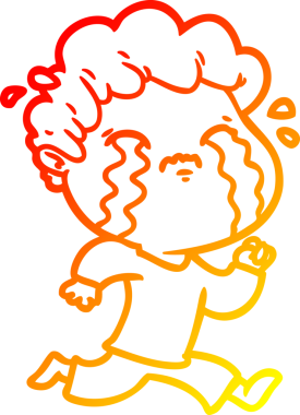 Bir insan tarafından çizilmiş ağlayan bir çizgi film karakteri çizimi.