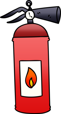 bir insan tarafından çizilmiş gölgeli çizgi film yangın söndürücü.