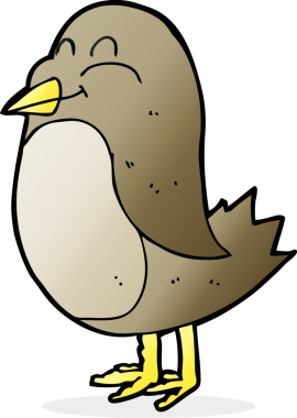 Bir insan tarafından çizilmiş çizgi film kuşu.