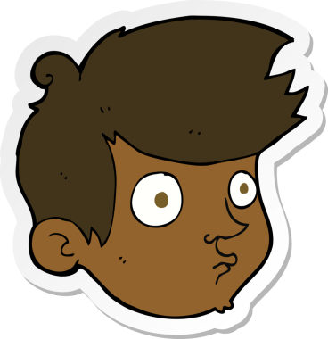 Bir insan tarafından çizilmiş bir çizgi film karakterinin çıkartması.