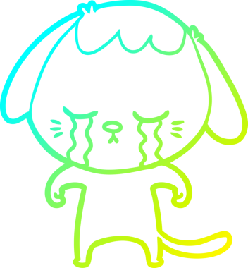 Bir insan tarafından çizilmiş ağlayan bir köpeğin soğuk gradyan çizimi