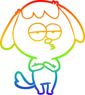 gökkuşağı gradyan çizgi çizimi bir insan tarafından çizilmiş sıkılmış bir köpek