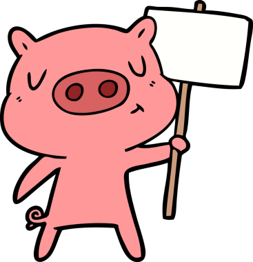 çizgi film içeriği domuz işareti; bir insan tarafından çizilmiş işaret