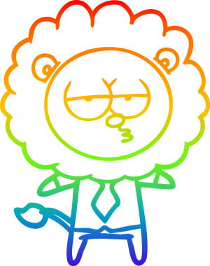 Gökkuşağı gradyan çizgi çizimi Bir insan tarafından çizilmiş sıkılmış aslan ofis çalışanı