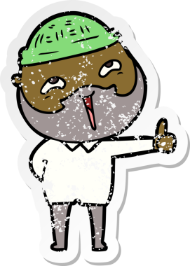 Bir insan tarafından çizilmiş mutlu sakallı bir adamın sıkıntılı çıkartması.