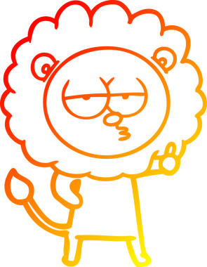 Bir insan tarafından çizilen ve canı sıkılan bir aslanın sıcak çizgi çizimi