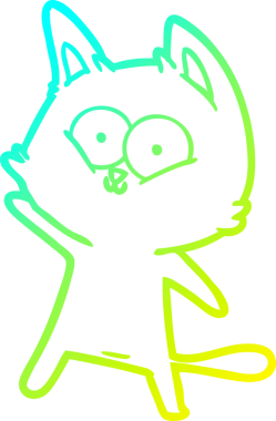 Bir insan tarafından çizilen çizgi film kedisinin soğuk gradyan çizgisi.