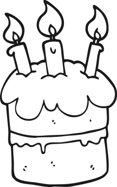 Bir insan tarafından çizilmiş doğum günü pastası.