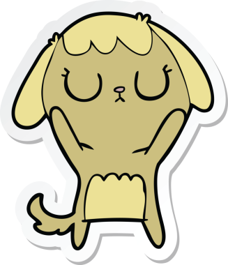 Bir insan tarafından çizilmiş şirin bir köpeğin çıkartması.