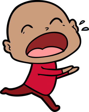 Bir insan tarafından çizilmiş kel adam diye bağıran çizgi film.