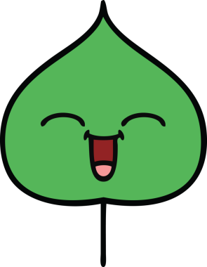 Bir insan tarafından çizilmiş dışavurumsal yaprağın sevimli karikatürü.