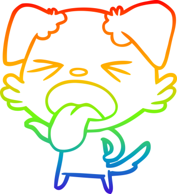 Gökkuşağı gradyan çizgi çizimi bir insan tarafından çizilmiş iğrenç bir köpek.