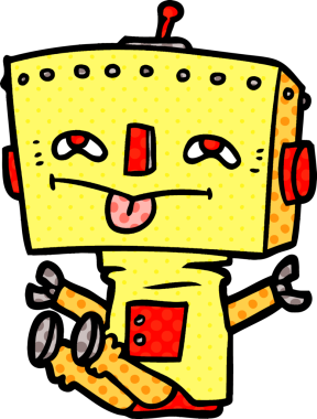 Bir insan tarafından çizilmiş çizgi film robotu