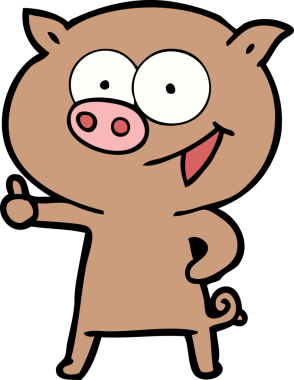 Bir insan tarafından çizilmiş neşeli domuz çizgi filmi.
