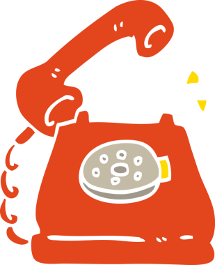 Bir insan tarafından çizilmiş düz renkli çizgi film telefonu.