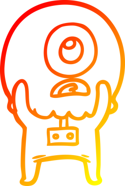 Bir insan tarafından çizilmiş sıcak çizgi çizgi çizimi Kiklops uzaylı uzay adamı