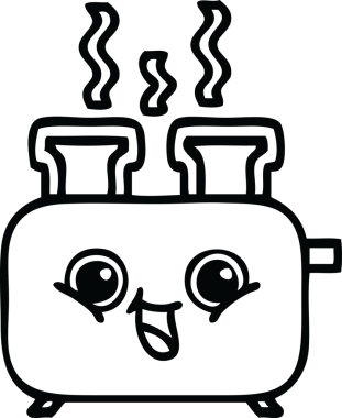Bir insan tarafından çizilmiş bir tost makinesinin çizgi çizimi