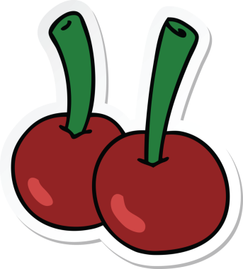 Bir insan tarafından çizilmiş vişneli bir el çıkartması.