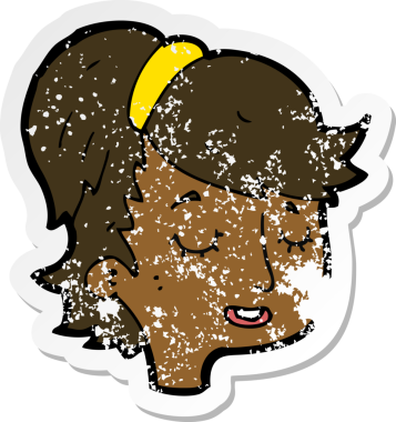 Bir insan tarafından çizilmiş bir karikatürün gerilimli retro yapıştırması.