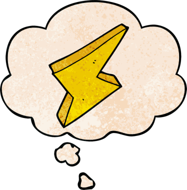 Düşünce baloncuklu çizgi film yıldırımı bir insan tarafından çizilmiş grunge desen tarzı