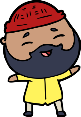 Bir insan tarafından çizilmiş mutlu sakallı bir adam.