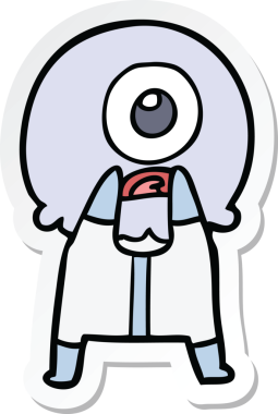 Bir insan tarafından çizilmiş uzaylı uzay adamının çizdiği Tepegöz 'ün çıkartması.