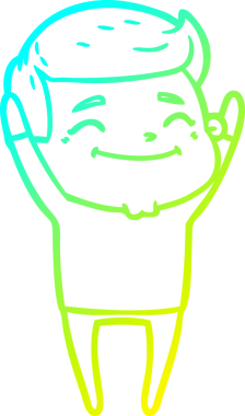 Bir insan tarafından çizilmiş mutlu bir çizgi film karakteri çizimi.