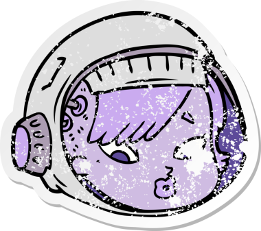 Bir insan tarafından çizilmiş karikatür astronot yüzü.