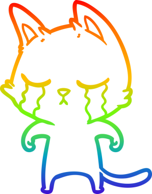 Bir insan tarafından çizilmiş ağlayan çizgi film kedisinin çizimi.