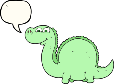 Bir insan tarafından çizilmiş serbest konuşma balonu karikatürü dinozor.