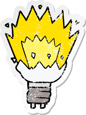 Bir insan tarafından çizilmiş patlayan bir karikatür çıkartması.