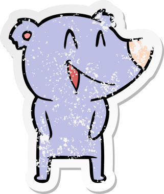 Bir insanın çizdiği gülen ayı karikatürünün sıkıntılı çıkartması.