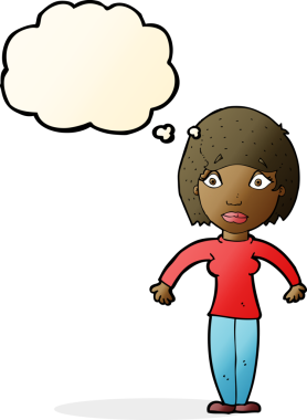 Bir insan tarafından çizilmiş düşünce balonlu bir karikatür.