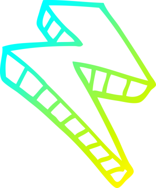 Bir insan tarafından çizilmiş bir çizgi film yıldırımının soğuk gradyan çizimi