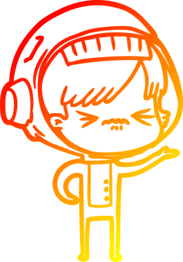 Bir insan tarafından çizilmiş kızgın bir uzay kızının sıcak çizgi çizimi