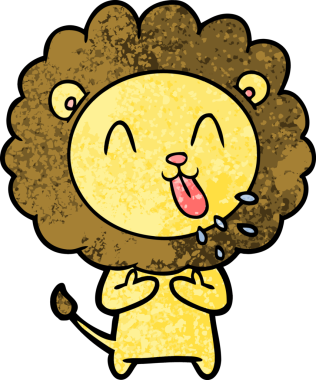 Bir insan tarafından çizilmiş mutlu çizgi film aslanı.