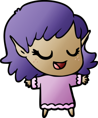 Bir insan tarafından çizilmiş mutlu elf kızı.