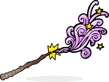 bir insan tarafından çizilmiş sihirli bir değnek.