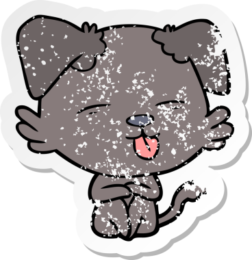 Bir insan tarafından çizilmiş bir köpeğin dertli çıkartması.