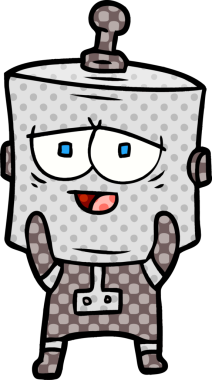 Bir insan tarafından çizilmiş çizgi film robotu