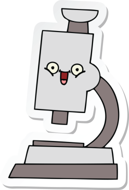 Bir insan tarafından çizilmiş şirin bir mikroskop etiketi.