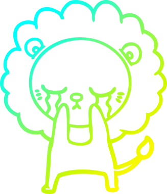 Bir insan tarafından çizilmiş ağlayan bir aslanın soğuk gradyan çizgisi.