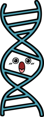 Bir insan tarafından çizilmiş DNA iplikçikli şirin bir çizgi film.