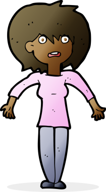 Bir insan tarafından çizilmiş omuz silken çizgi filmdeki kadın.