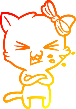 Bir insan tarafından çizilmiş çizgi film kedisinin sıcak çizgi çizimi