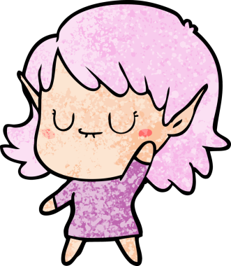 Bir insan tarafından çizilmiş mutlu elf kızı.